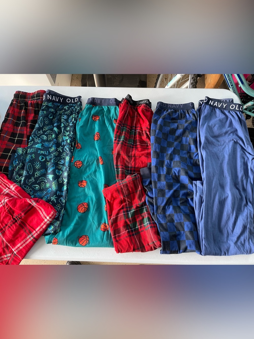 Old Navy Kids Pajama Bottoms - Teal, Red, Navy, Blue bundle of 6